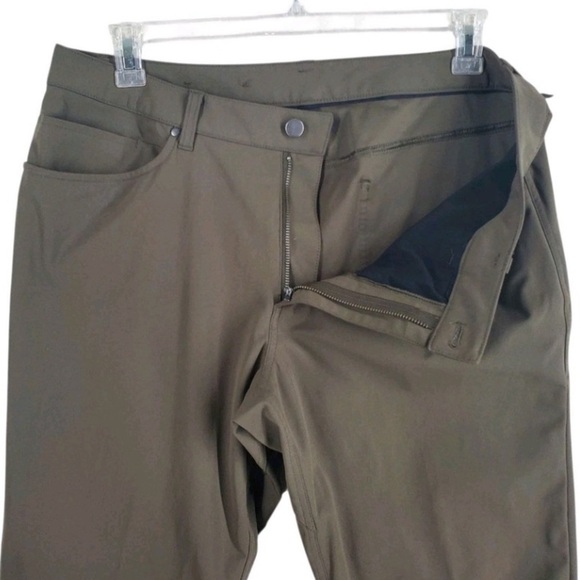 Lululemon Pants ABC Warpstreme Classic Men 36x33 Dark Olive Taper Stretch M5ADFS - Picture 11 of 16